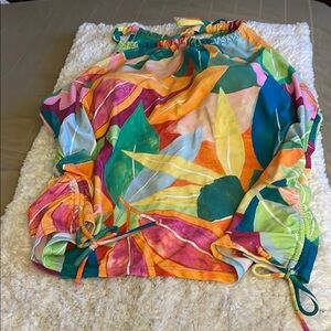 Colorful Leaf Print Swim Top Size 3x. 24-26